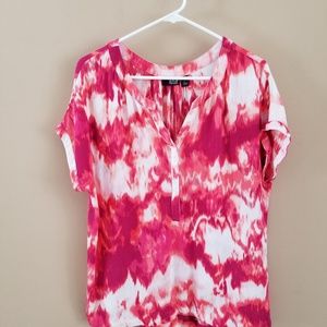 a.n.a. Bright V-Neck Short Sleeve Blouse